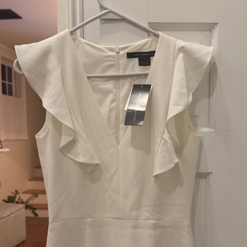French Connection Cream Ruffle Mini Dress - Picture 4 of 6